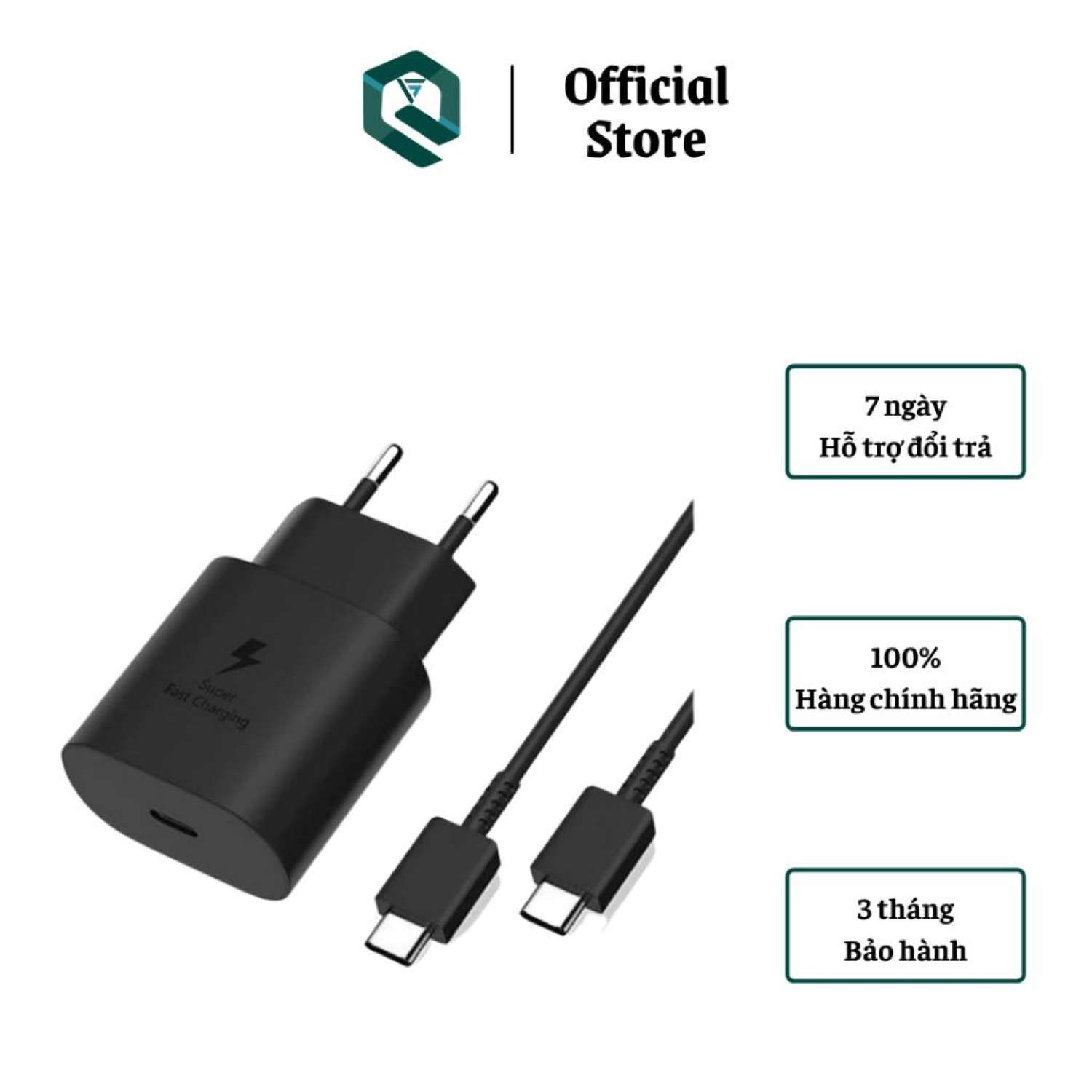 Bộ Sạc Nhanh  25W Cổng Type C - Bộ Sạc Nhanh Fast Charge Cho Samsung - Củ Sạc Nhanh 25W Type C Kèm Dây Cáp Sạc Tương Thích Samsung Galaxy S/Galaxy A/Galaxy Note