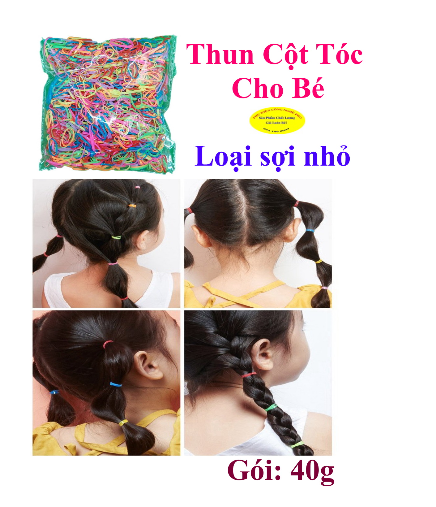 DÂY THUN CỘT TÓC Loại size nhỏ Co giãn Bịch 40g