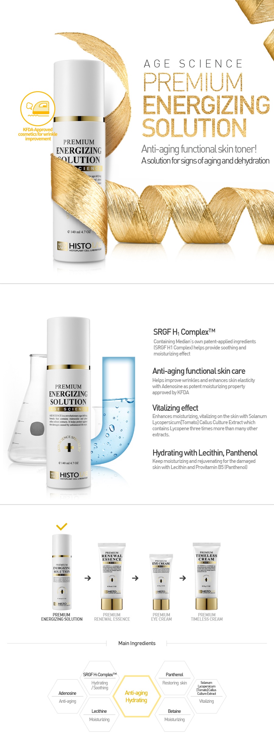 TONER NƯỚC HOA HỒNG TRẺ HÓA DA - HISTOLAB PREMIUM ENERGIZING SOLUTION AGE SCIENCE