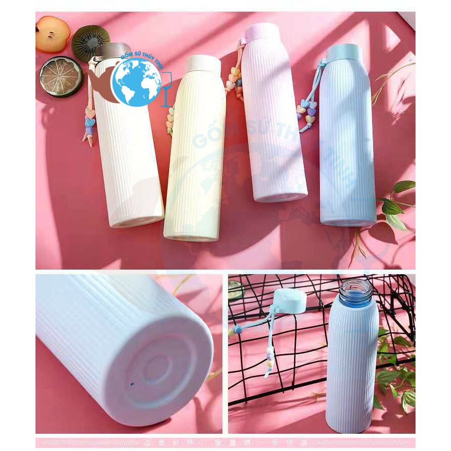 [HCM]BGN01 Bình nước thủy tinh giữ nhiệt 420ml vỏ bọc