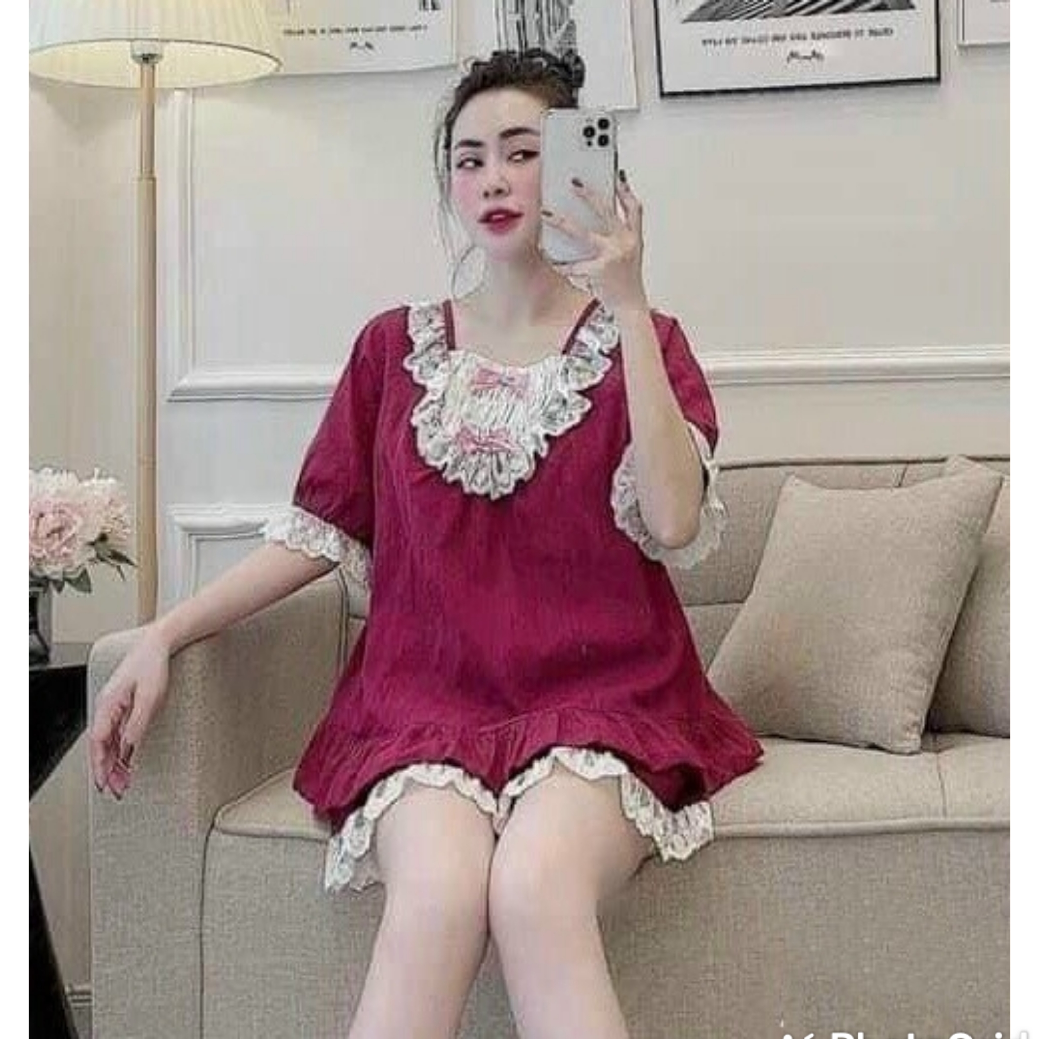 Đồ bộ bầu mùa hè chất đũi lụa mặc đi chơi ở nhà chất siêu mát