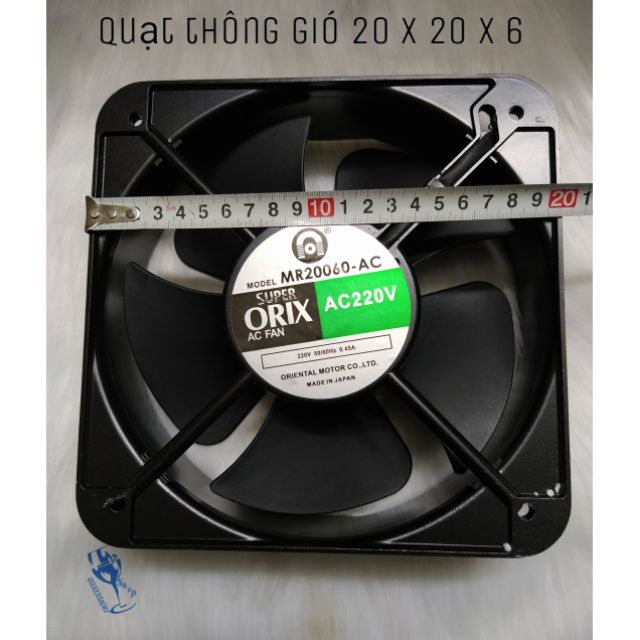 Quạt thông gió - quạt hút mùi 220v kích thước 20 x 20 x 6 cm