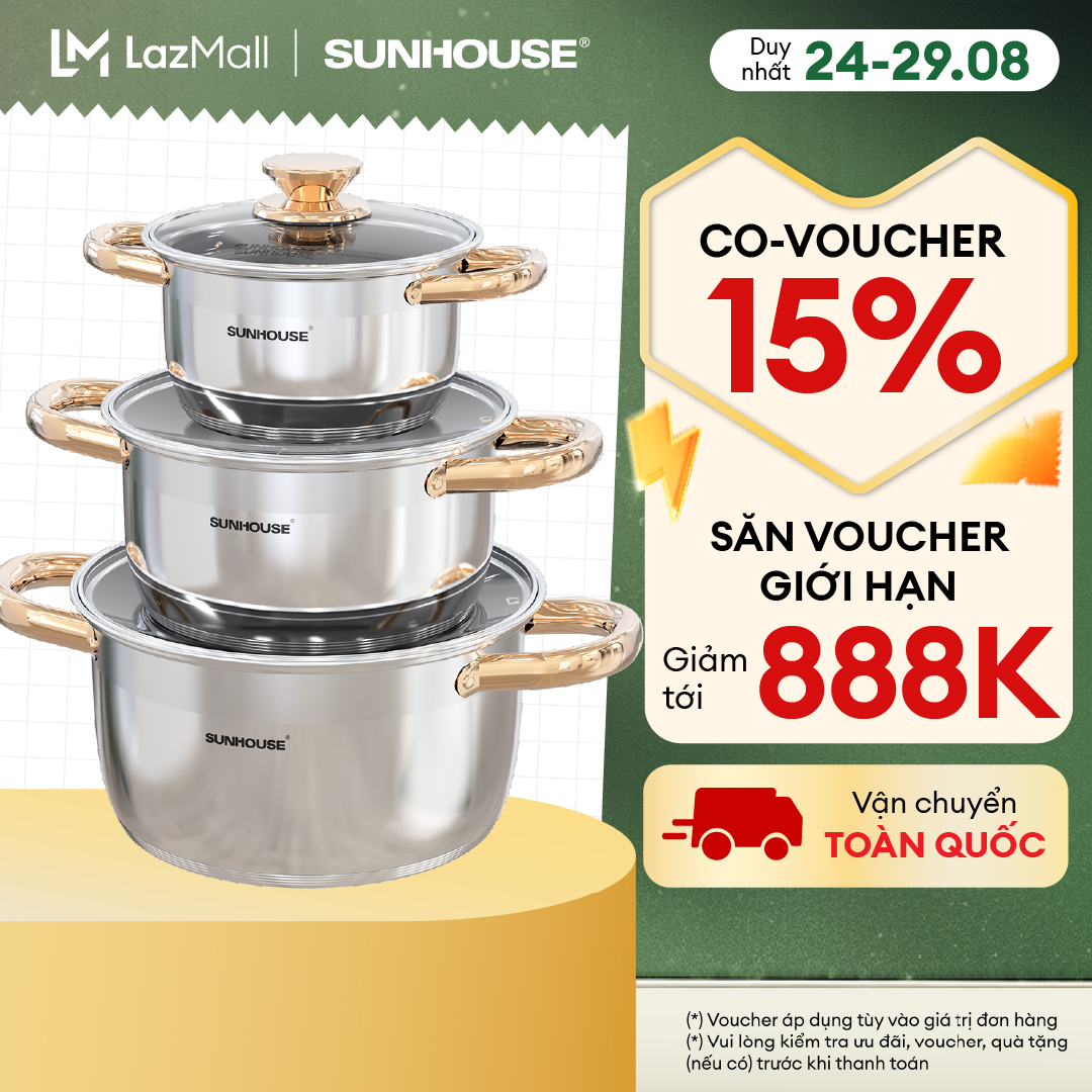 Bộ nồi inox 5 đáy Sunhouse SH781