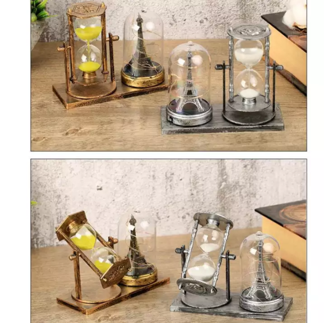 Tháp Eiffel có đèn phát sáng kèm đồng hồ cát Quà tặng, trang trí