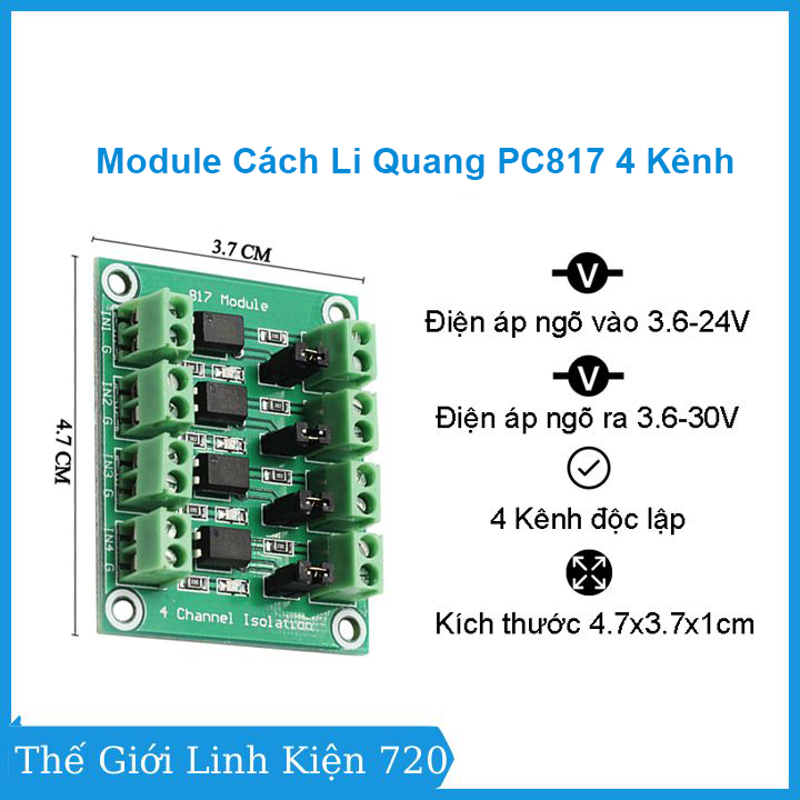 Module cách li quang pc817 4 kênh