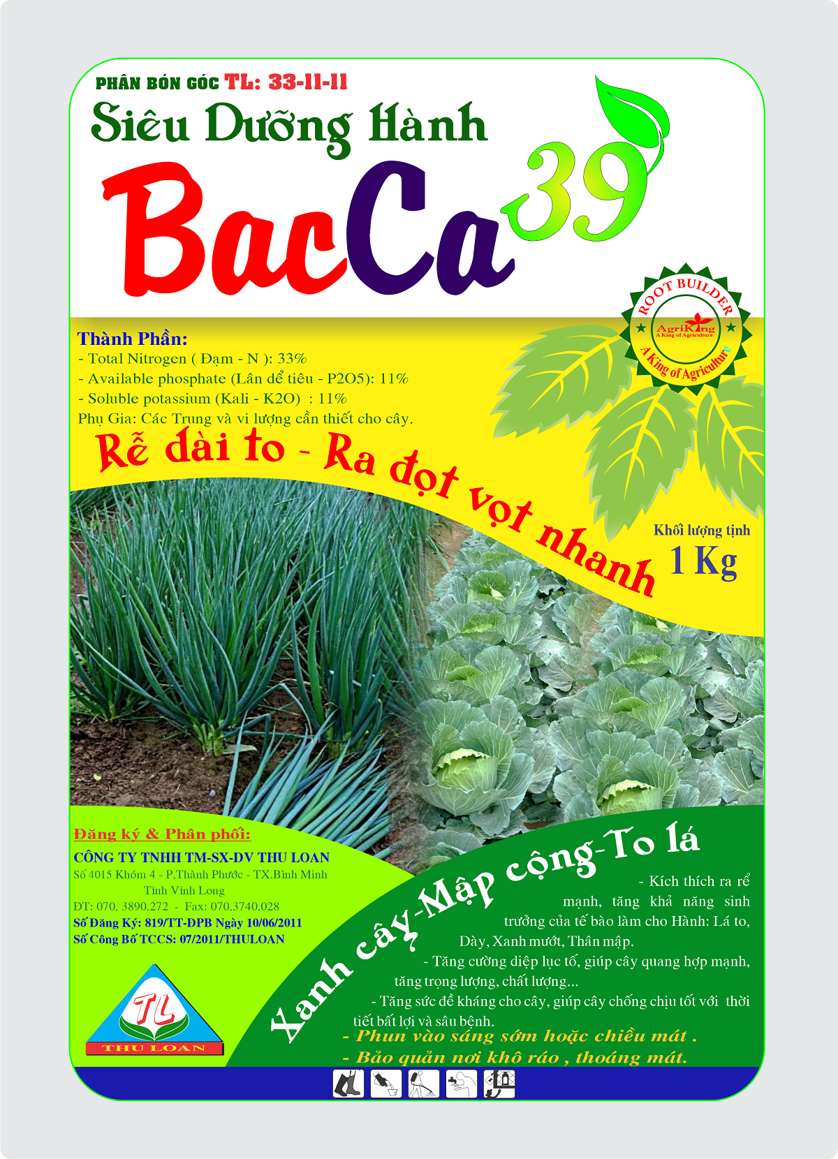 Phân Bón Lá BacCa 39 Rau, Hành gói 1 Kg