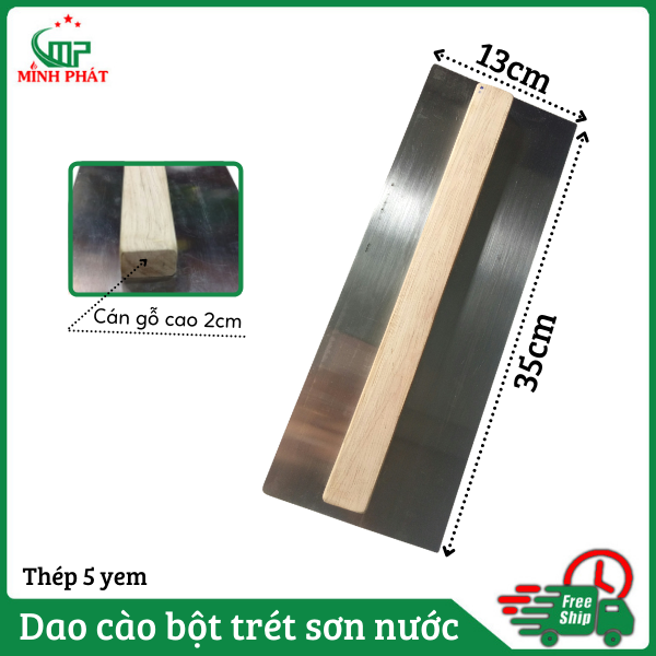 Dao lá trét bột sơn nước minh phát mẫu mới 35cm 40cm thép trắng 5 yem