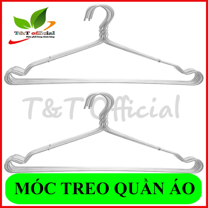 Bộ 10 móc nhôm treo quần áo người lớn loại trung, móc to có thể treo nhiều loại quần áo, giá rẻ, Hàng chất lượng cao