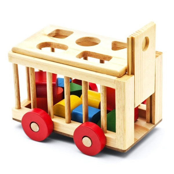 Bộ đồ chơi xe cũi thả hình khối cơ bản bằng gỗ phát triển trí tuệ cho bé