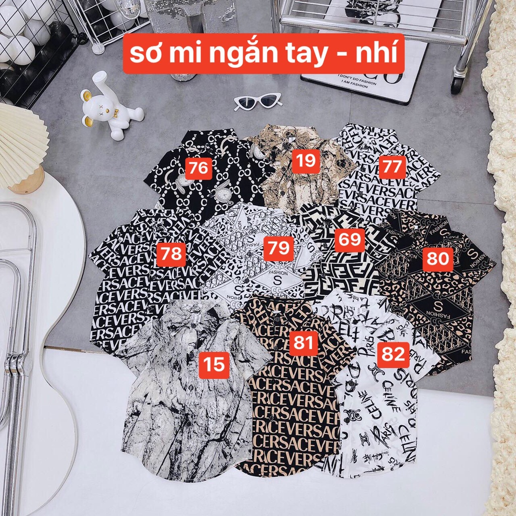 182 MÀU Áo sơ mi lụa ngắn tay cực chất cho bé trai - SMNT