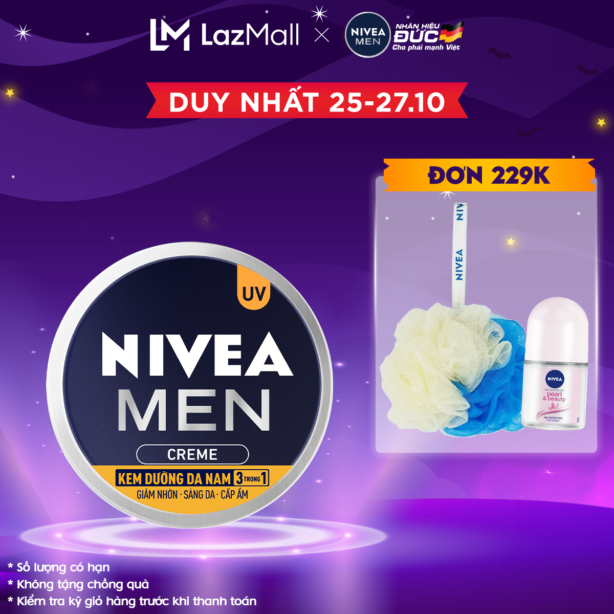 Kem Dưỡng Da Nam NIVEA MEN Creme 3in1 Sáng Da | Giảm Nhờn | Dưỡng Ẩm (30 ml) - 83923