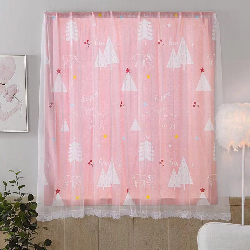 Rèm vải voan dán tường cửa sổ cửa chính trang trí 2 lớp cực xinh