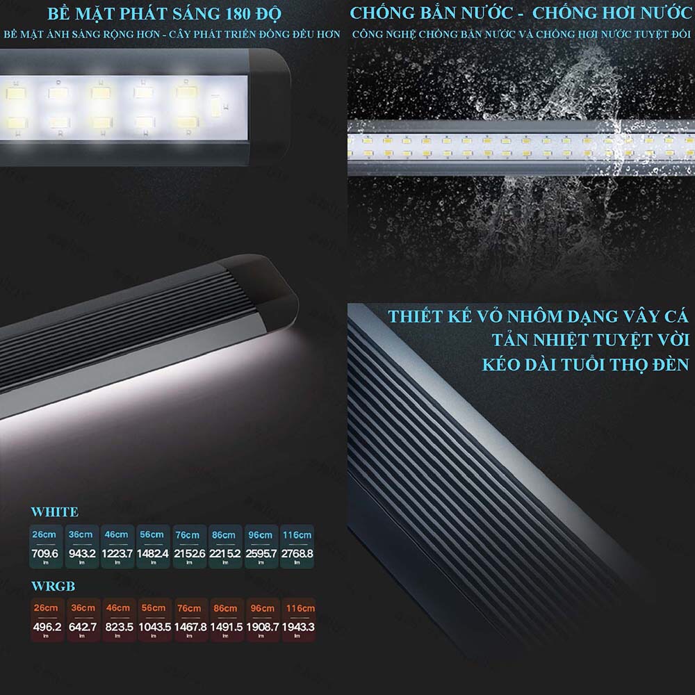 Đèn Led JIYIN WRGB thủy sinh cho bể 26-65cm
