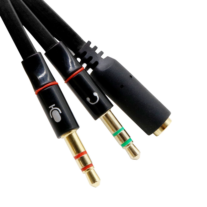 Laptop 3.5 headphone to audio & mic jack splitter cable 3.5mm (black)