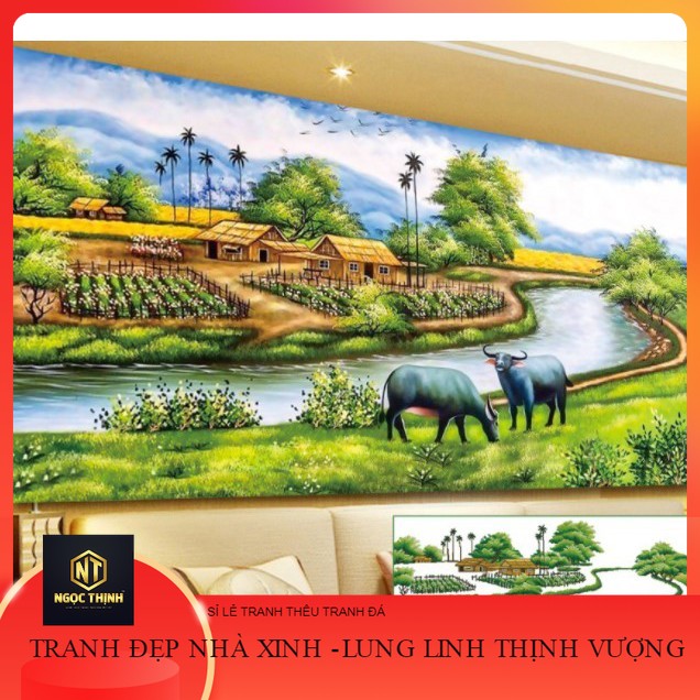 Tranh đính đá phong cảnh đồng quê Hồn Quê y8096 y8095