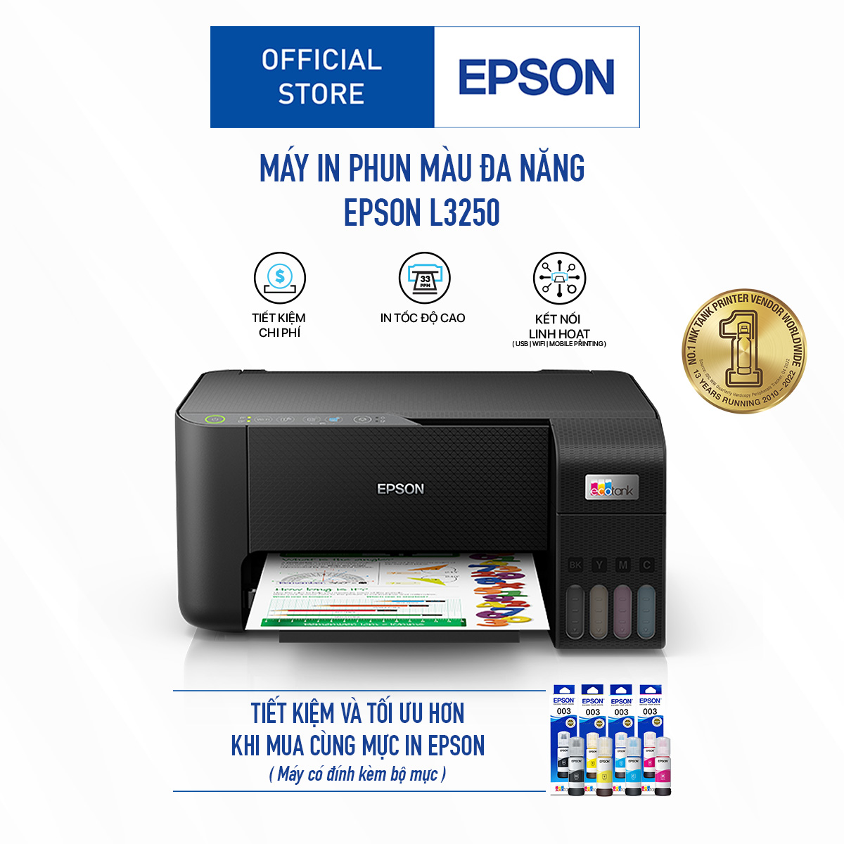 Máy in phun màu đa năng Epson Ecotank L3250