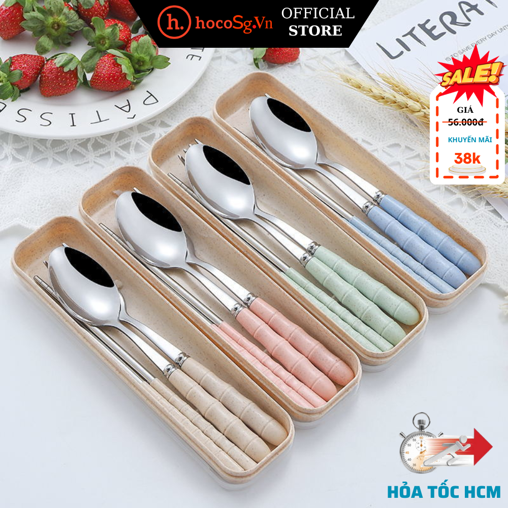 Bộ muỗng đũa, muỗng, nĩa lúa mạch tay cầm vân