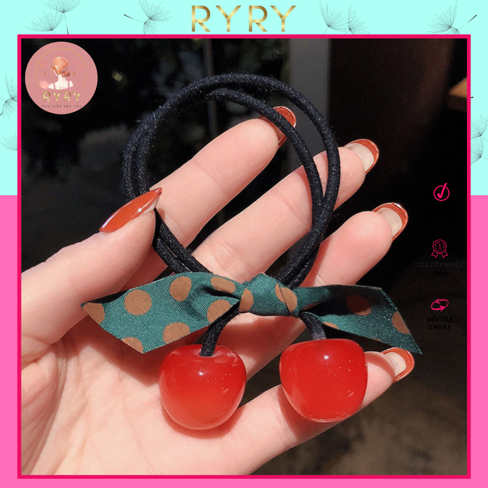 Dây cột tóc dây buộc tóc chùm quả cherry xinh xắn phong cách hàn quốc cho nữ