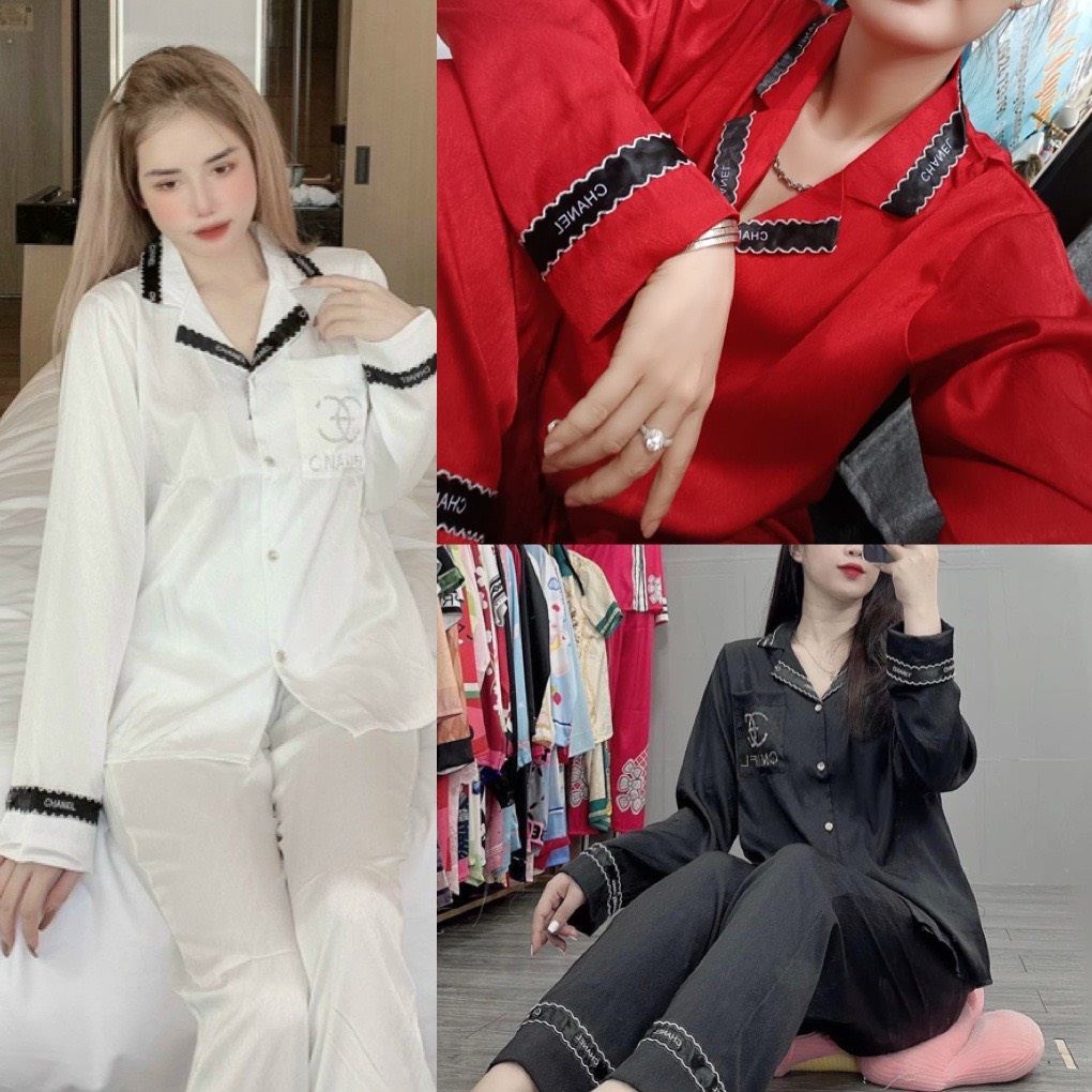 Đồ bộ pyjama chất liệu gấm xước phong cách quảng châu