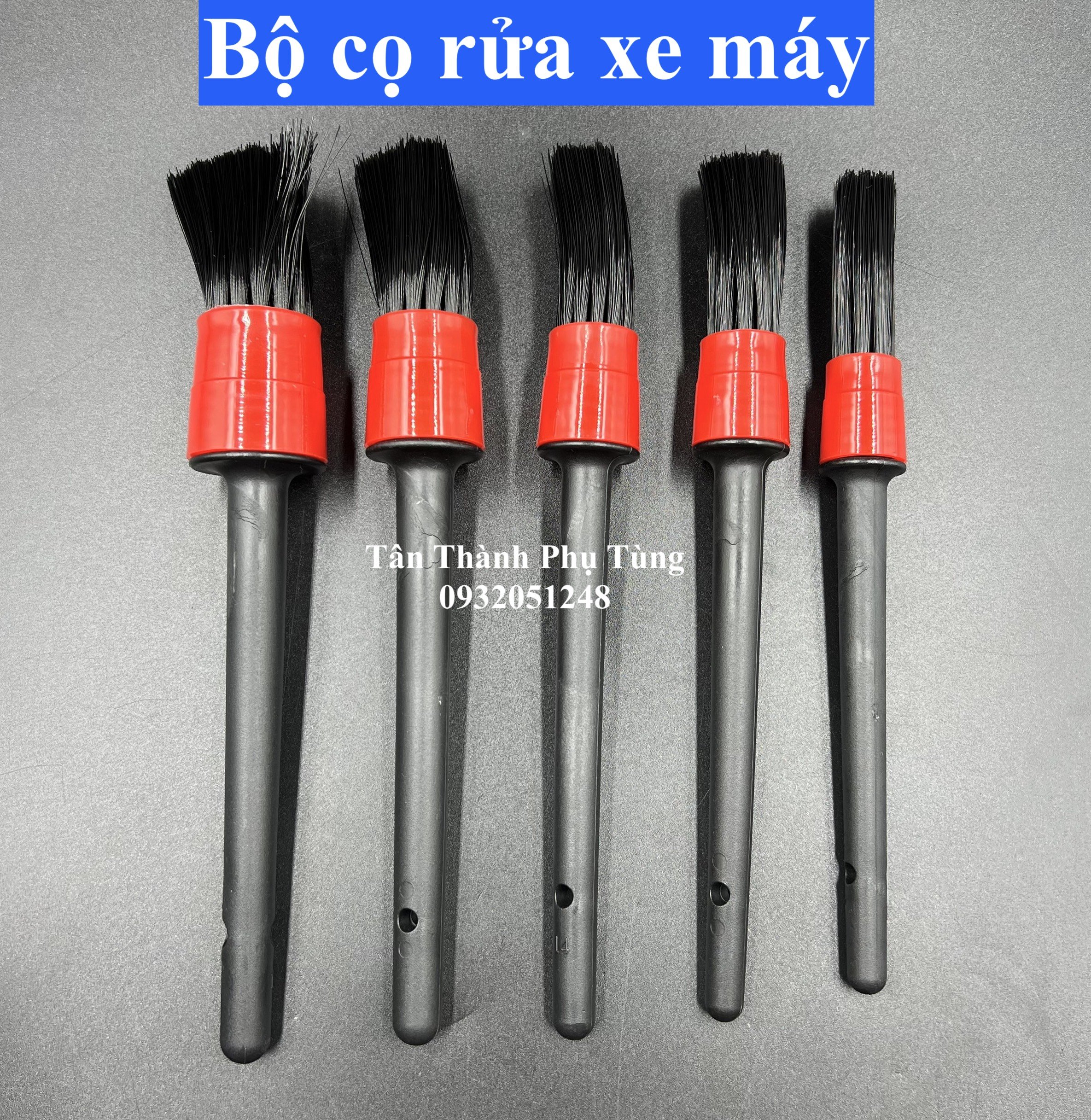 Bộ cọ, chổi rửa xe máy 5 cây