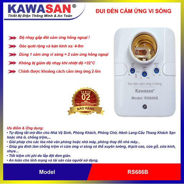 ĐUI ĐÈN CẢM ỨNG VI SÓNG RS686B