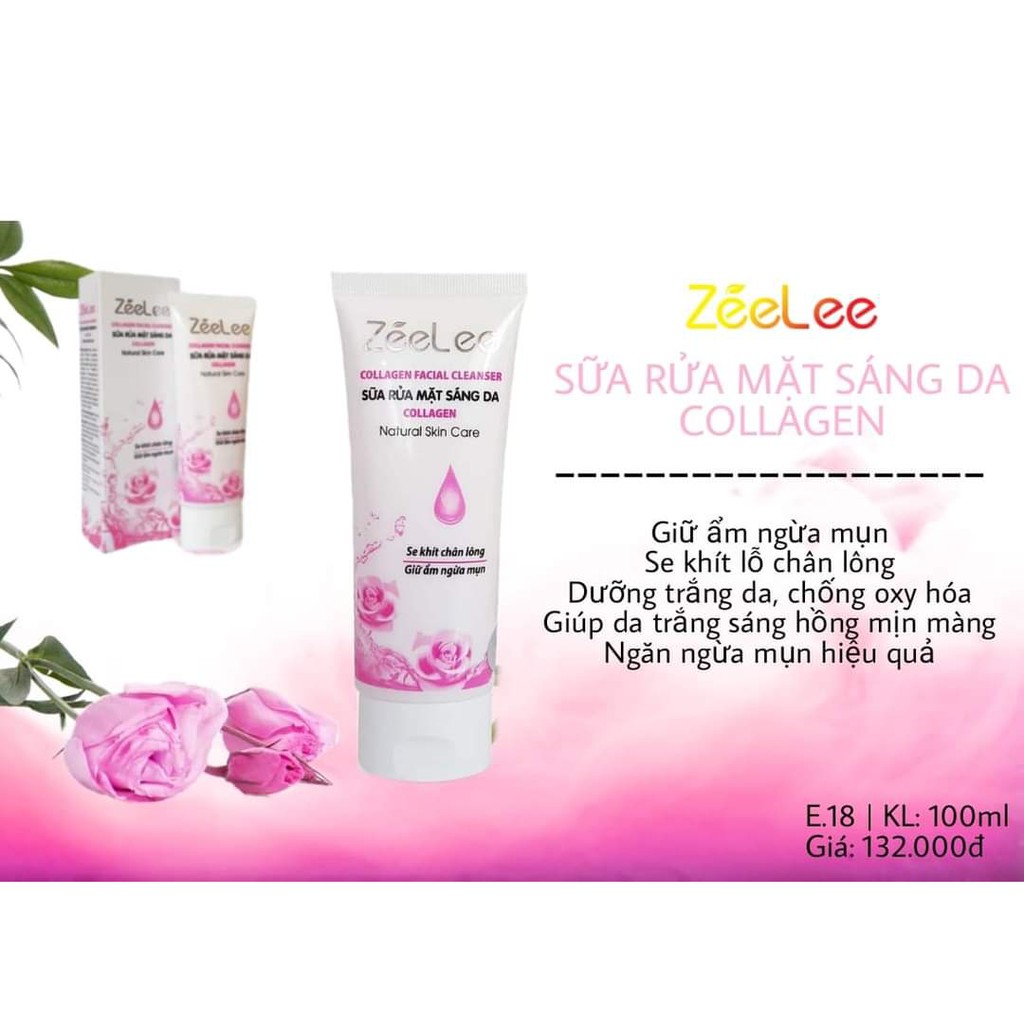 Sửa Rửa Mặt Sáng Da ZEELEE COLLAGEN 100ML E18