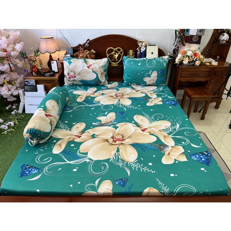 Bộ ga gối thun hàn quốc hoa sứ siêu sang ( nhận may theo yêu cầu)