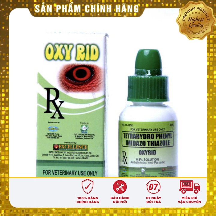 NHỎ OXY RID 5ML - SÂU MẮT, BỌT MẮT, DEM MẮT CHO GÀ