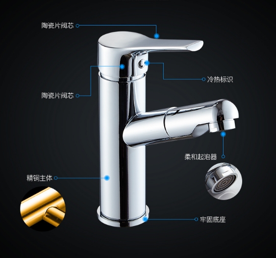 vòi lavabo đa năng rút dây Tera