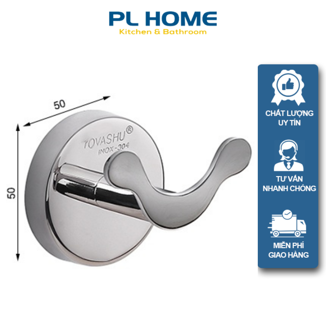 Móc treo tường inox 304 kiểu đơn tai thỏ chất liệu inox 304 cao cấp, bền bỉ, không gỉ sét