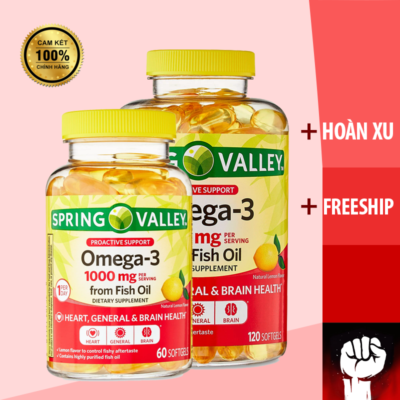 Omega 3 - dầu cá omega 3 spring valley làm đẹp da - chính hãng muscle fitness