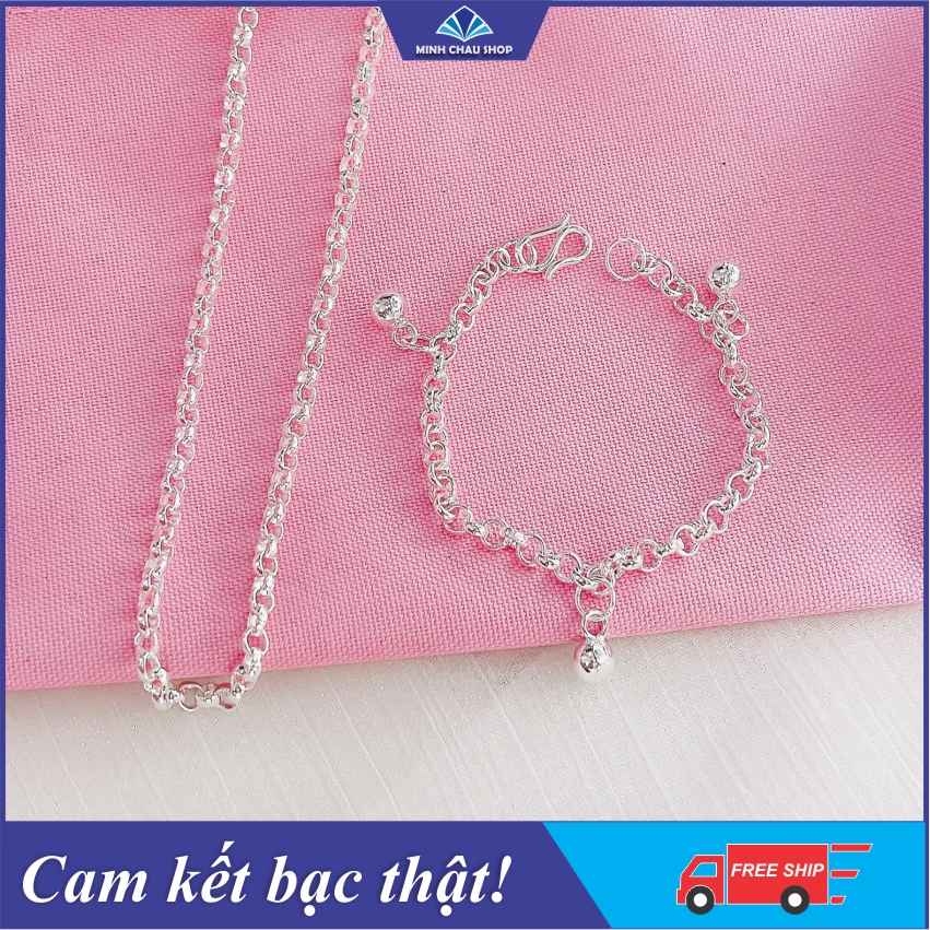 Bộ bạc cho bé, Lắc tay bạc cho bé, vòng bạc cho bé, vòng bạc bé yêu, dây chuyền bạc cho bé