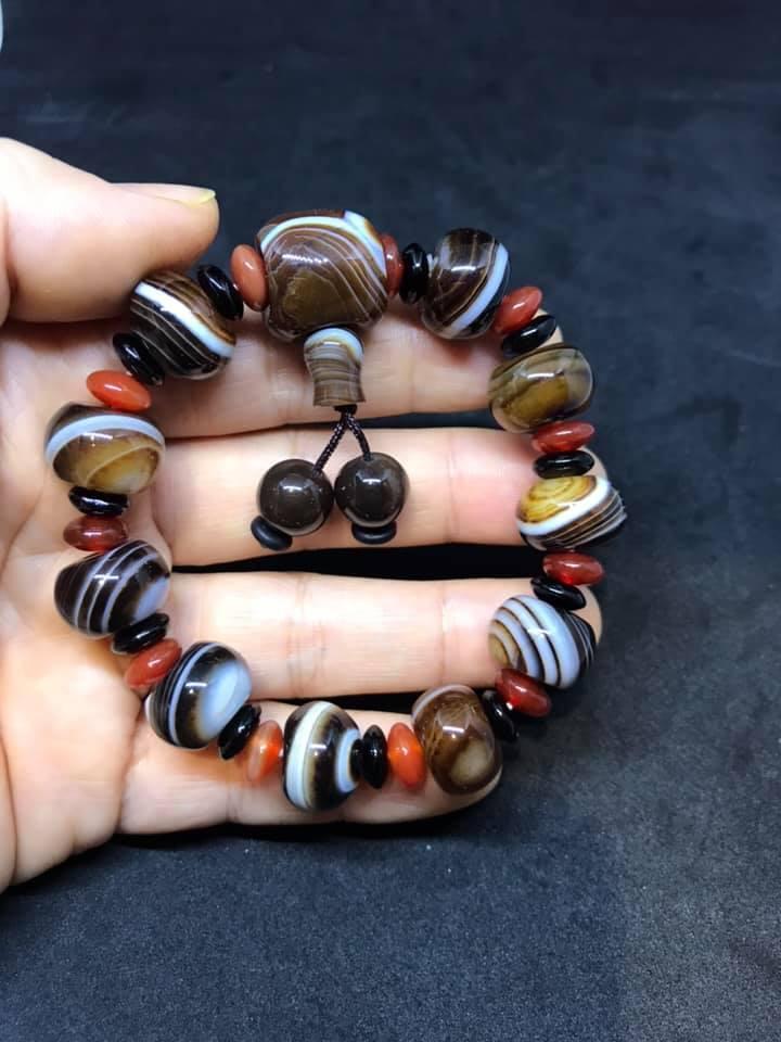 [HCM]VÒNG TAY MÃ NÃO VÂN TRẮNG 14LY MIX KIỂU