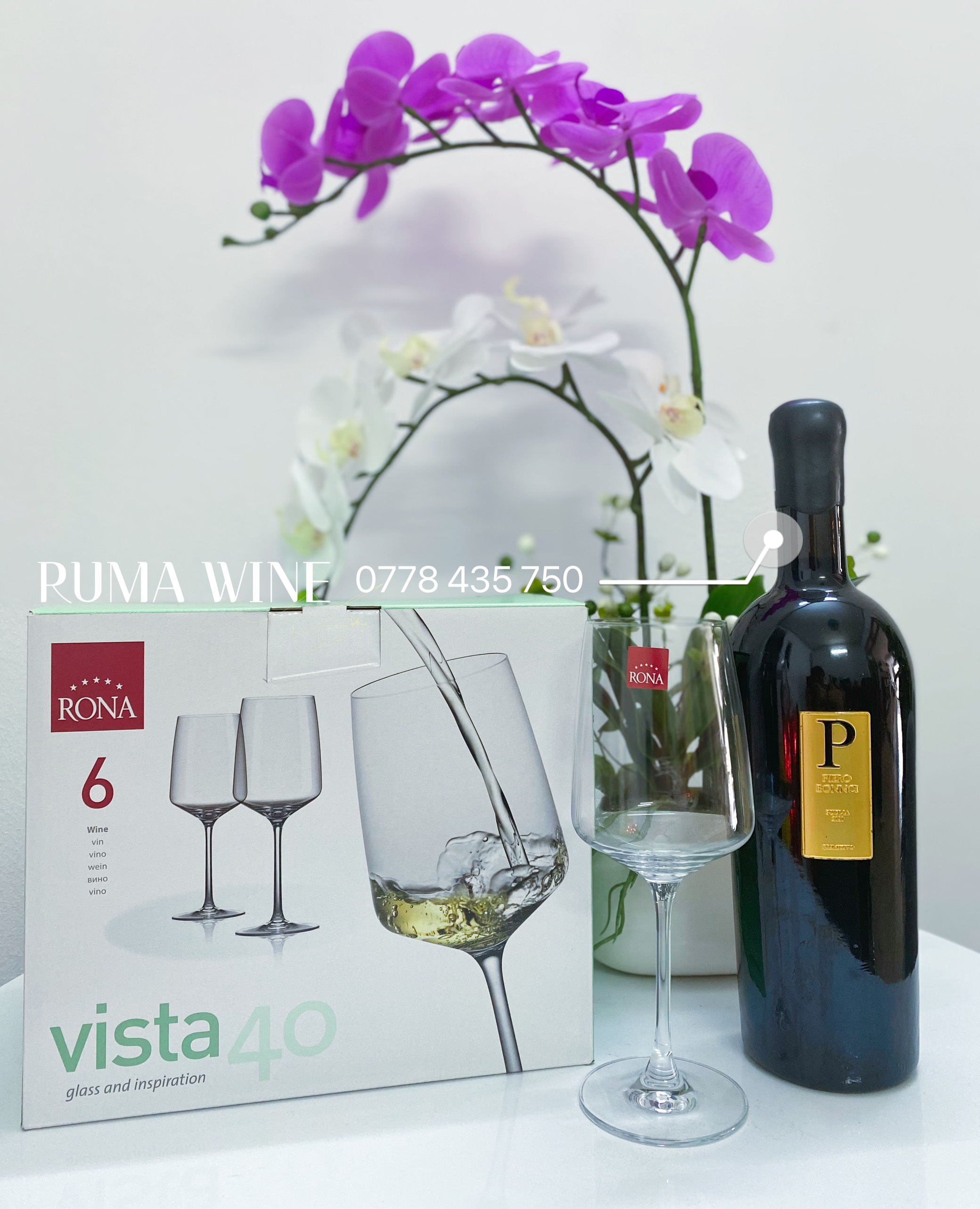 Bộ 6 ly rượu vang pha lê Tiệp Rona 400 ml
