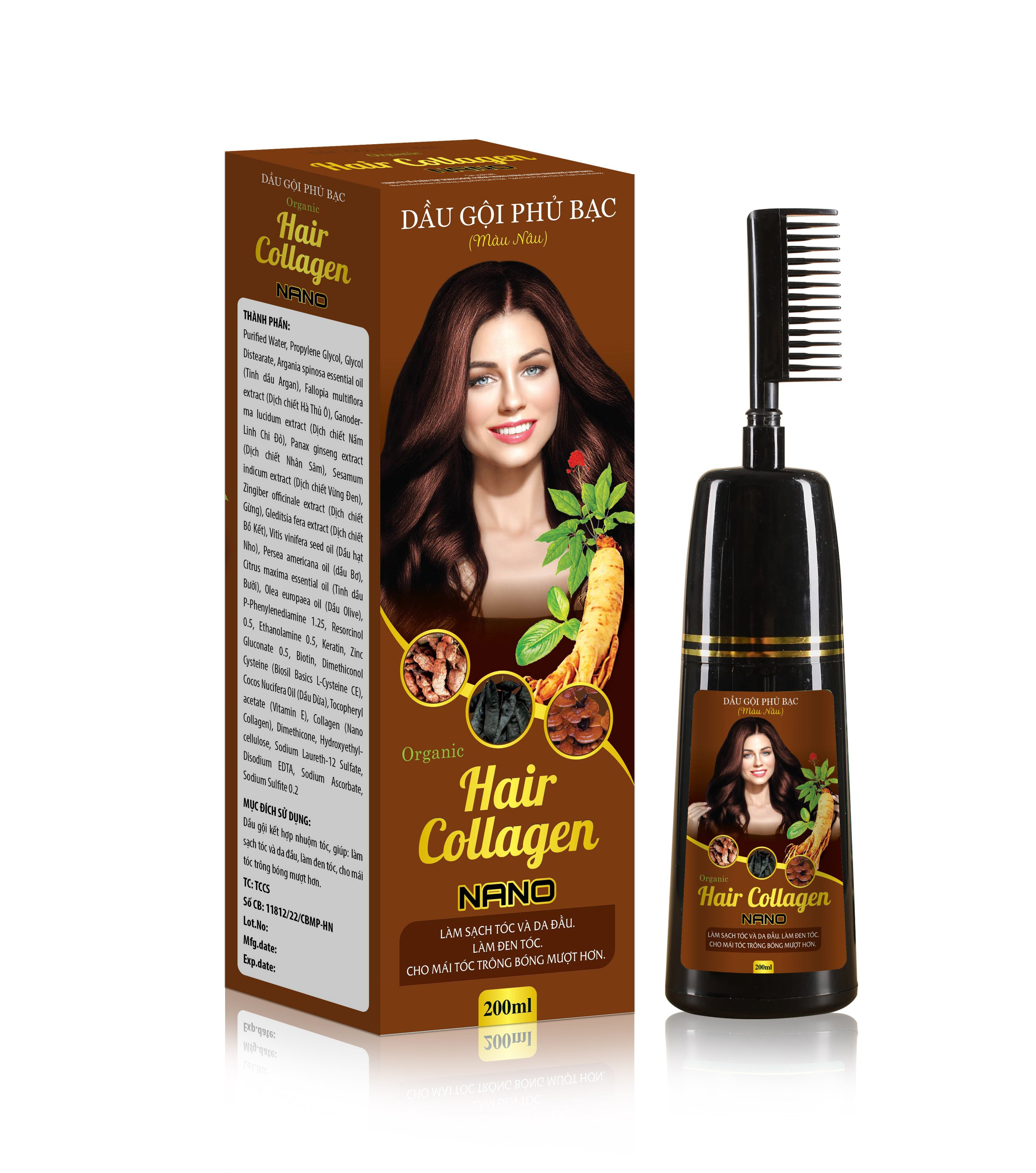 Dầu Gội Phủ Bạc  Sun Hair Collagen Nano Organic Ngăn Chặn Tóc Bạc Sớm Làm Sạch Phục Hồi Tóc Giúp Tóc Bóng Khỏe Mượt Mà Đen Tự Nhiên - Dược Phẩm Bách Lộc