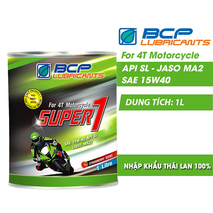 Dầu nhớt xe số lon 1lít bcp ma2 15w40 mùi thơm dâu - nhớt xe máy nk thái lan ms3919