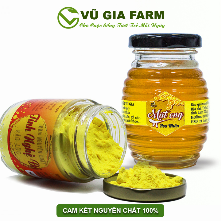 Combo Tinh Bột Nghệ Đỏ + Mật Ong Hoa Nhãn Nguyên Chất Vũ Gia
