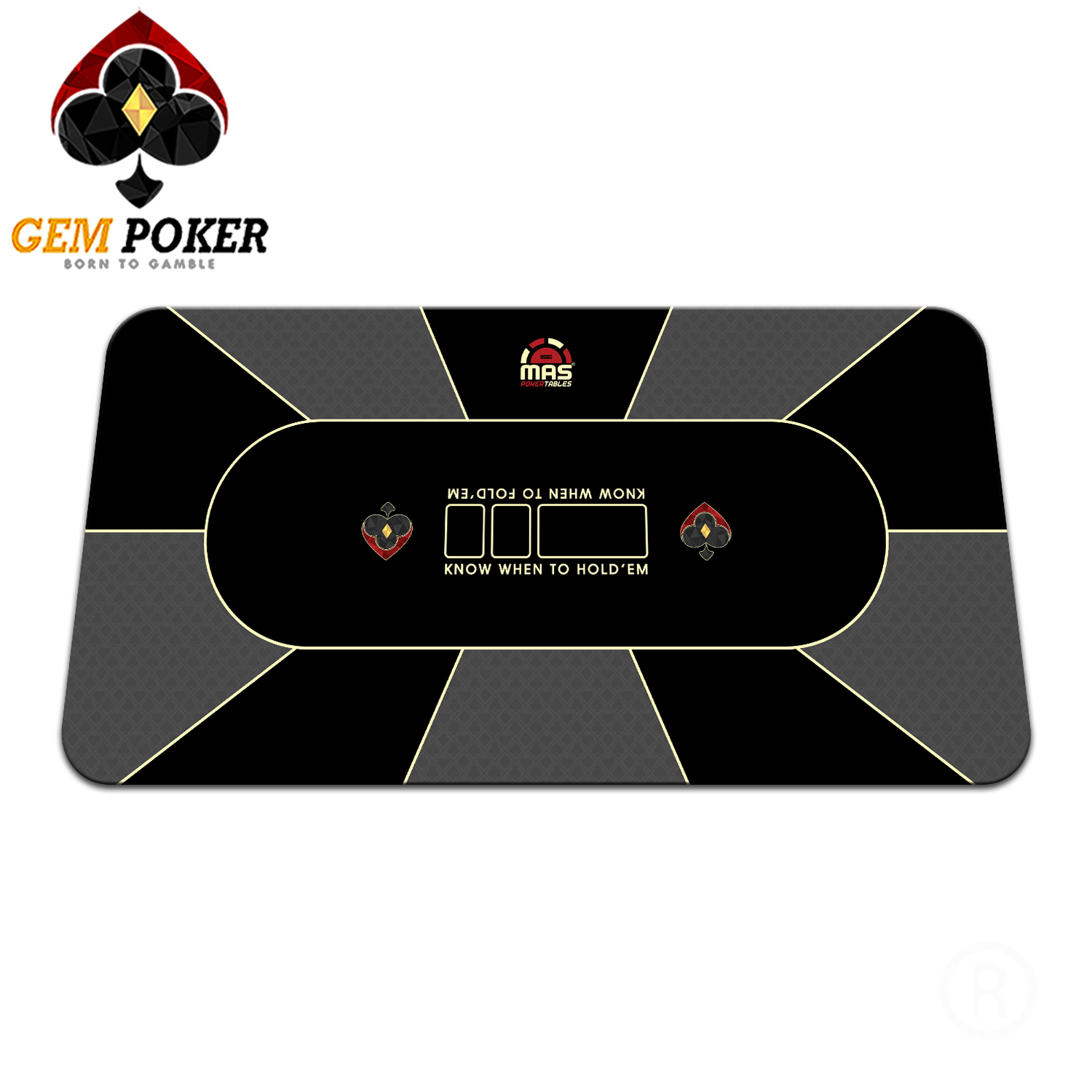 THẢM POKER CAO SU GEM BLACK 180x90 CM