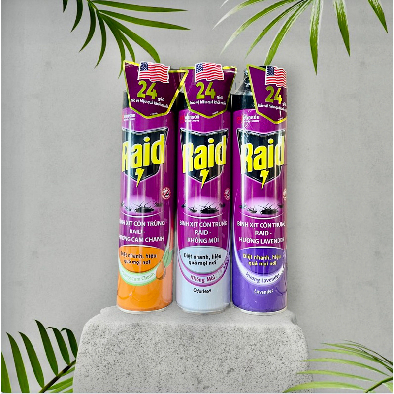 RAID Bình xịt côn trùng, xịt muỗi 520ml/ 600ml (Bibistore TB)