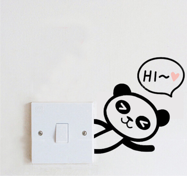 Decal Dán Tường Trang Trí Ổ Điện Ngộ Hình Chú Mèo Gấu Panda - Decor Phòng Ngủ Phòng Khách - BEYOU