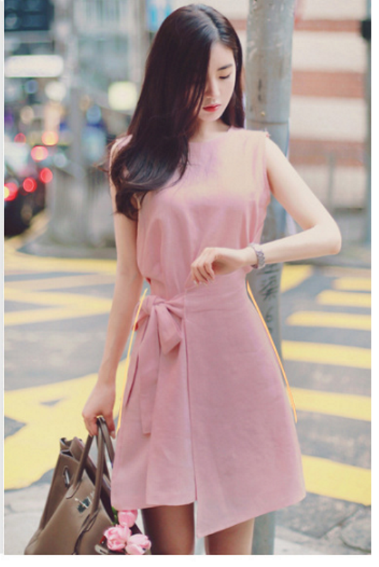 Đầm hồng thắt eo đẹp dịu dàng