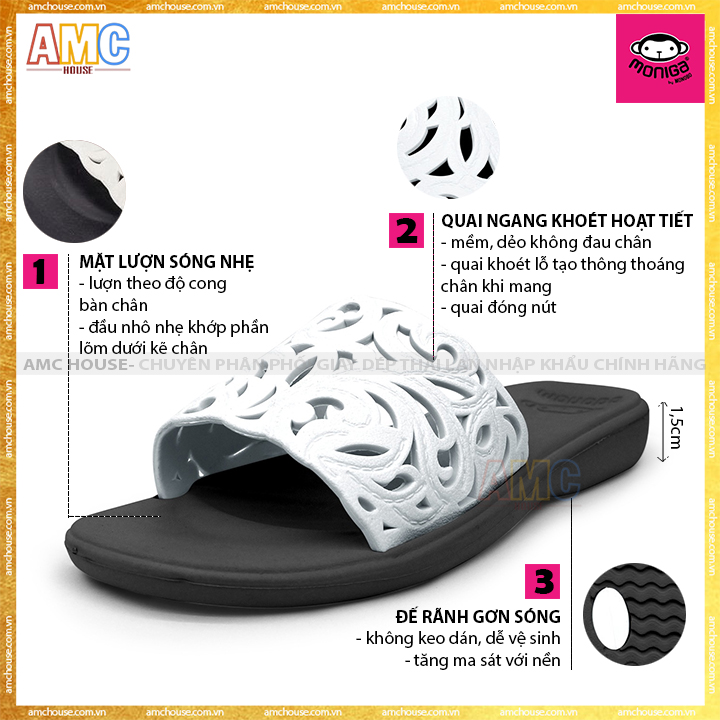 Dép Thái Lan Nữ Monobo Siêu Nhẹ, Êm - Moniga 4.3