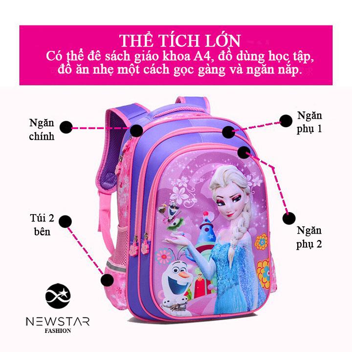 [Tặng bộ bút màu] Balo đi học Balo cho bé gái cao cấp thiết kế hình công chúa chống gù lưng, vải dù siêu nhẹ, chống thấm | Lazada.vn