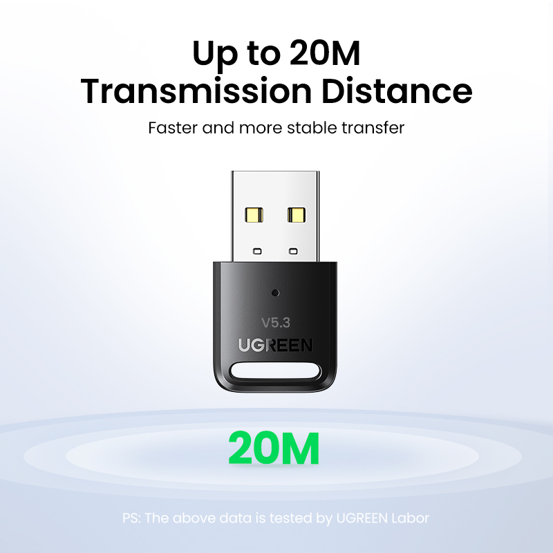 【BT5.3】UGREEN Bluetooth 5.3 Adapter PC USB Bluetooth 5.0 Receiver Dongle for Mouse Keyboard Printer Speaker Support Windows 11/10/8.1
