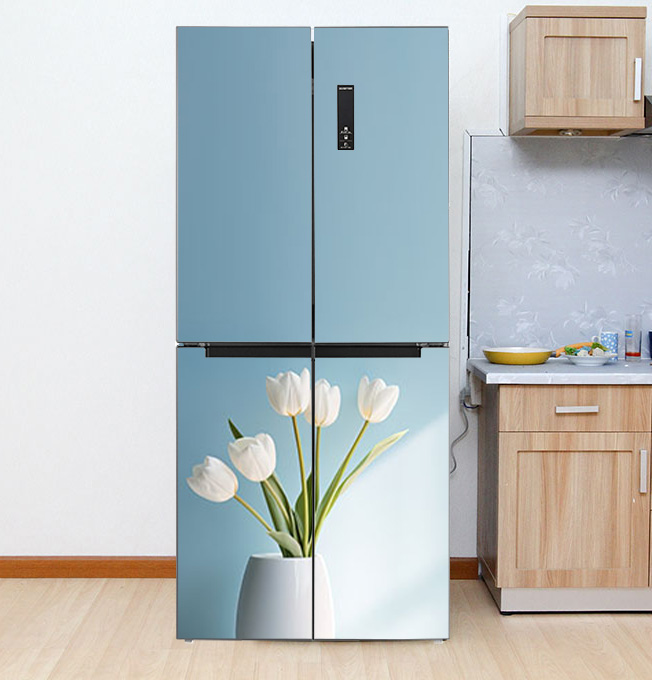 Decal dán Tủ Lạnh bình hoa tulip 3d chất liệu cao cấp