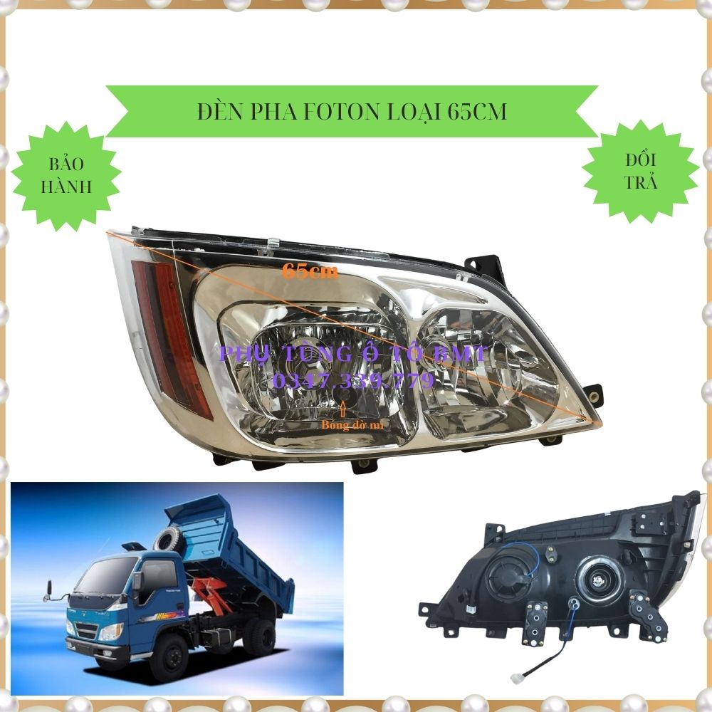 Đèn pha, ốp đèn pha xe tải thaco foton 2.4 tấn, foton ben 4.5 tấn, 6 tấn , loại 3 bóng, dài 65cm