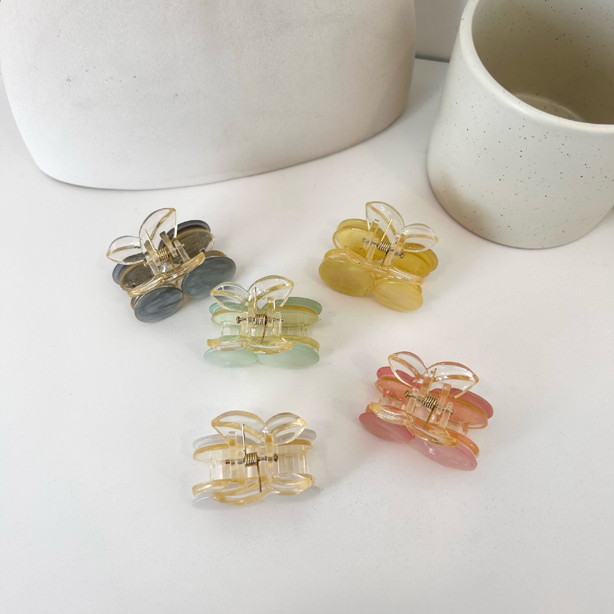 Kẹp tóc cherry gam màu pastel Modleaf Marble cherry pin Hàn Quốc