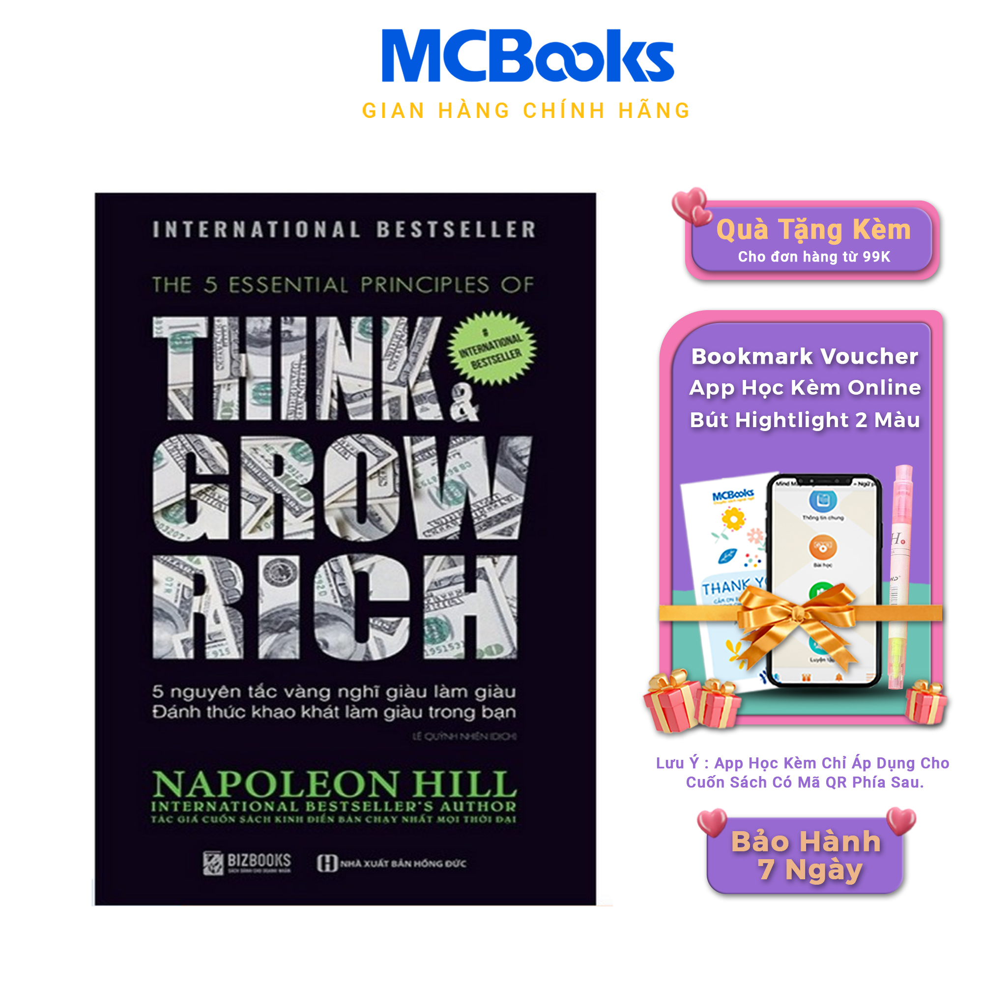 Sách - 5 Nguyên Tắc Vàng Nghĩ Giàu Làm Giàu - Đánh Thức Khao Khát Làm Giàu Trong Bạn - McBooks