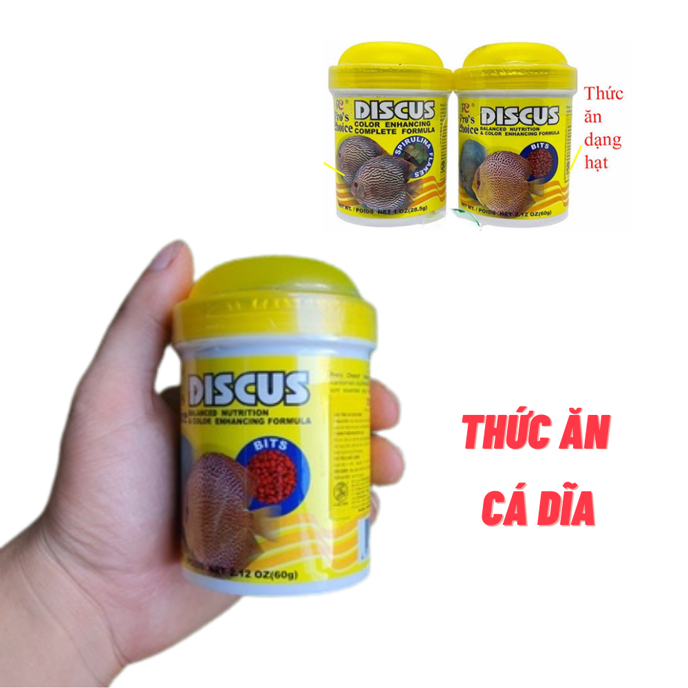 [Hoàn Tiền 10%] Thức ăn cho cá dĩa DISCUS Pro'S Choice dạng hạt lọ 60 Gram