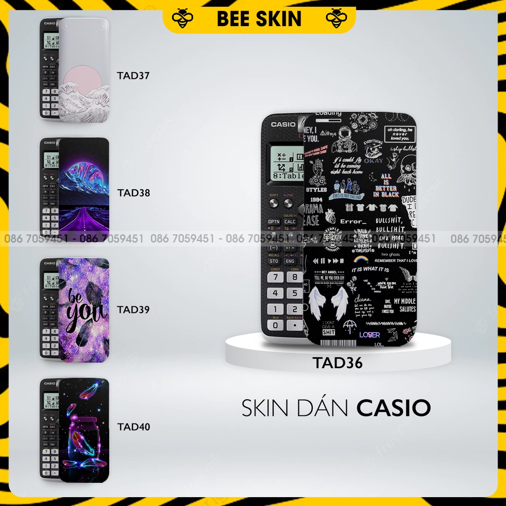 Skin dán máy tính CASIO In Hình Độc LạBộ 8 (Casio 570 / Casio 570-2nd/ Casio 580 /Vinacal..) tadb8